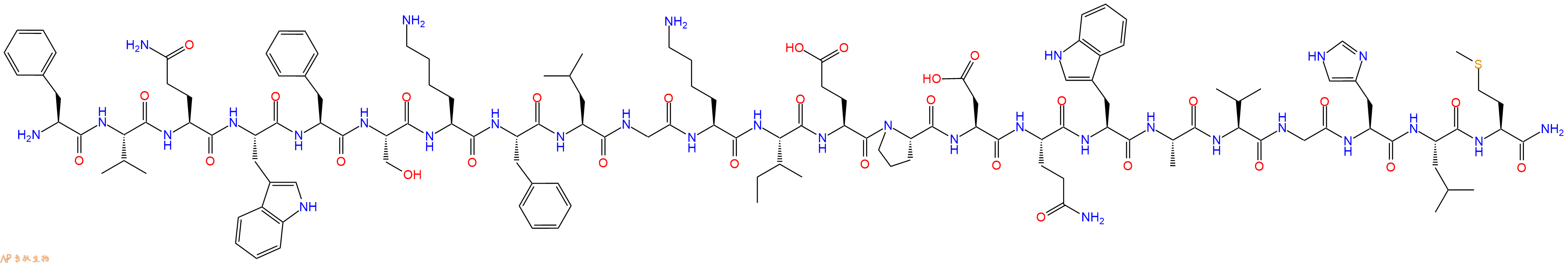 专肽生物产品H2N-Phe-Val-Gln-Trp-Phe-Ser-Lys-Phe-Leu-Gly-Lys-Ile-Glu-Pro-Asp-Gln-Trp-Ala-Val-Gly-His-Leu-Met-NH2