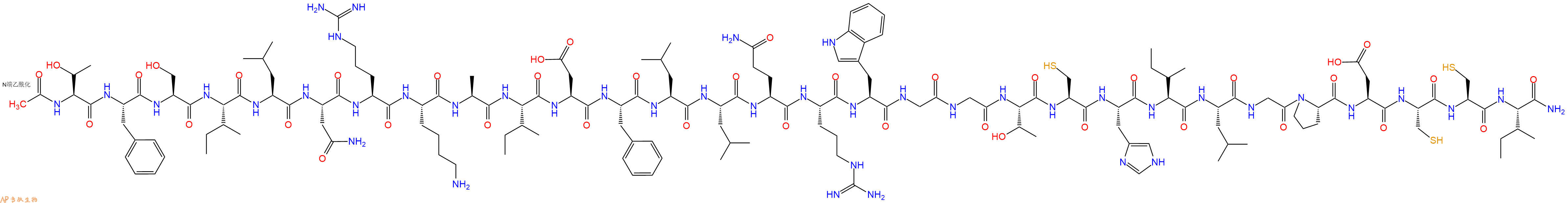 专肽生物产品Ac-Thr-Phe-Ser-Ile-Leu-Asn-Arg-Lys-Ala-Ile-Asp-Phe-Leu-Leu-Gln-Arg-Trp-Gly-Gly-Thr-Cys-His-Ile-Leu-Gly-Pro-Asp-Cys-Cys-Ile-NH2