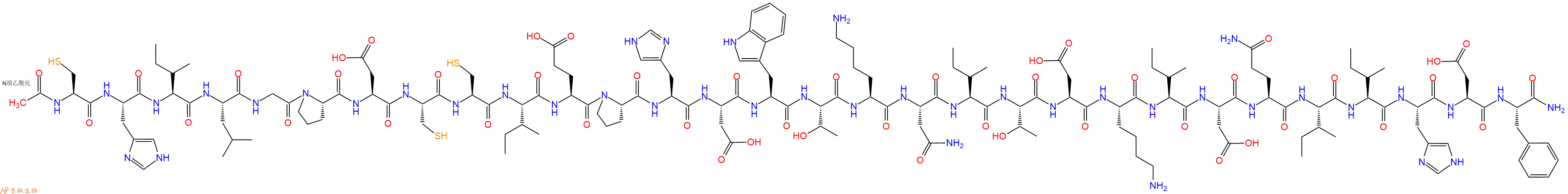 专肽生物产品Ac-Cys-His-Ile-Leu-Gly-Pro-Asp-Cys-Cys-Ile-Glu-Pro-His-Asp-Trp-Thr-Lys-Asn-Ile-Thr-Asp-Lys-Ile-Asp-Gln-Ile-Ile-His-Asp-Phe-NH2