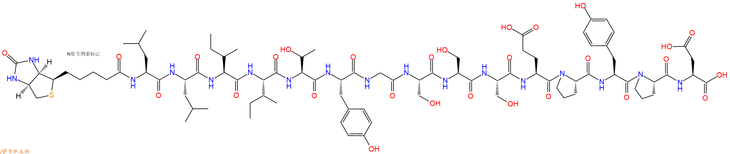 专肽生物产品Biotinyl-Leu-Leu-Ile-Ile-Thr-Tyr-Gly-Ser-Ser-Ser-Glu-Pro-Tyr-Pro-Asp-OH