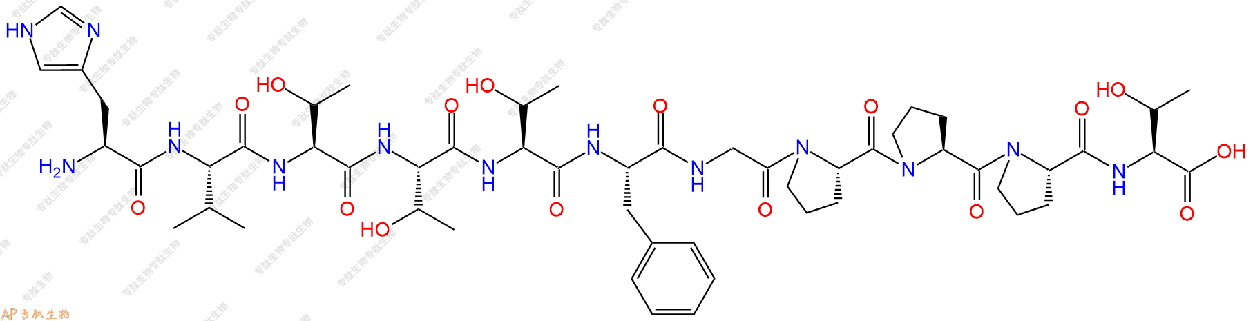 专肽生物产品H2N-His-Val-Thr-Thr-Thr-Phe-Gly-Pro-Pro-Pro-Thr-OH