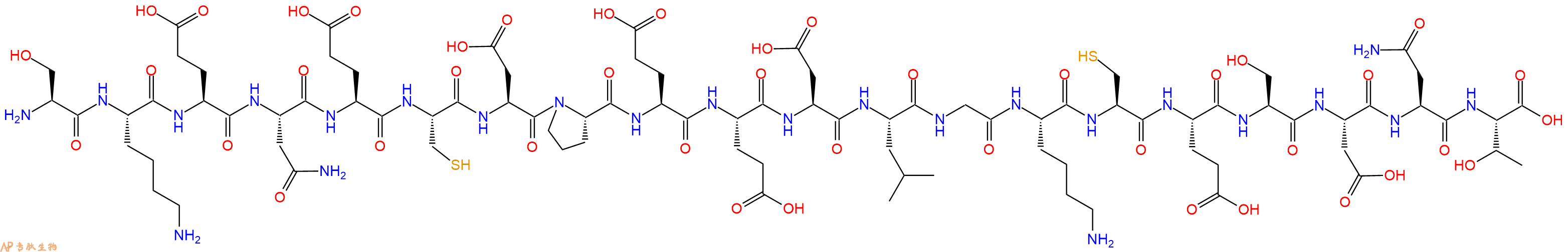 专肽生物产品H2N-Ser-Lys-Glu-Asn-Glu-Cys-Asp-Pro-Glu-Glu-Asp-Leu-Gly-Lys-Cys-Glu-Ser-Asp-Asn-Thr-OH