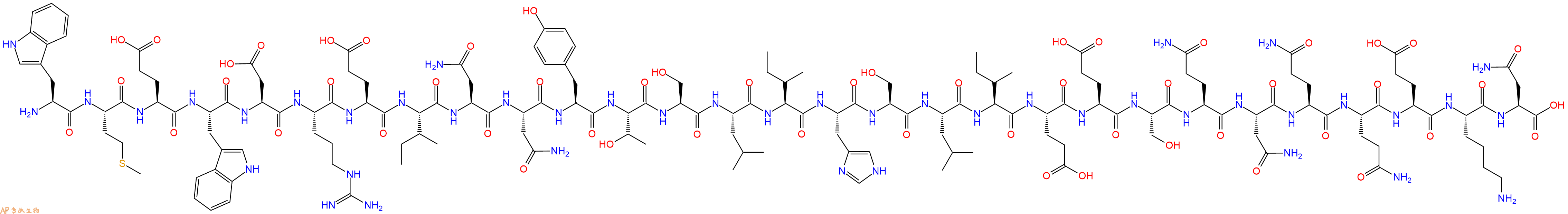 专肽生物产品H2N-Trp-Met-Glu-Trp-Asp-Arg-Glu-Ile-Asn-Asn-Tyr-Thr-Ser-Leu-Ile-His-Ser-Leu-Ile-Glu-Glu-Ser-Gln-Asn-Gln-Gln-Glu-Lys-Asn-OH