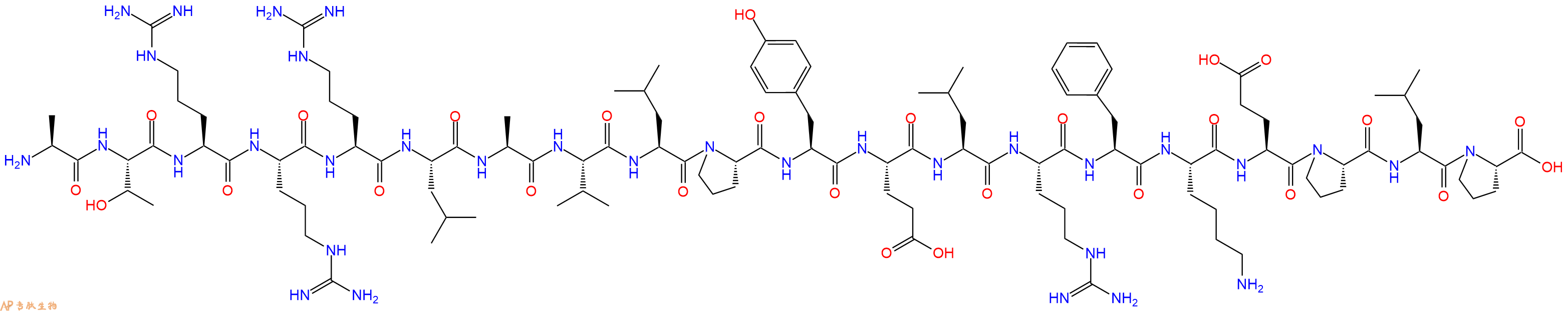 专肽生物产品H2N-Ala-Thr-Arg-Arg-Arg-Leu-Ala-Val-Leu-Pro-Tyr-Glu-Leu-Arg-Phe-Lys-Glu-Pro-Leu-Pro-OH