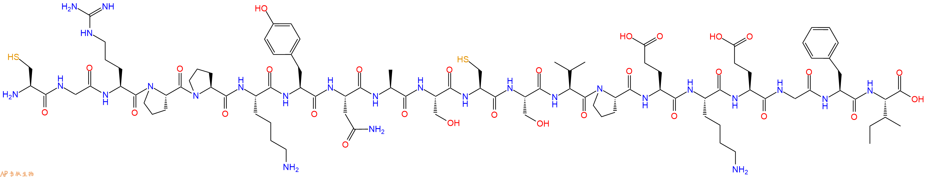 专肽生物产品H2N-Cys-Gly-Arg-Pro-Pro-Lys-Tyr-Asn-Ala-Ser-Cys-Ser-Val-Pro-Glu-Lys-Glu-Gly-Phe-Ile-OH