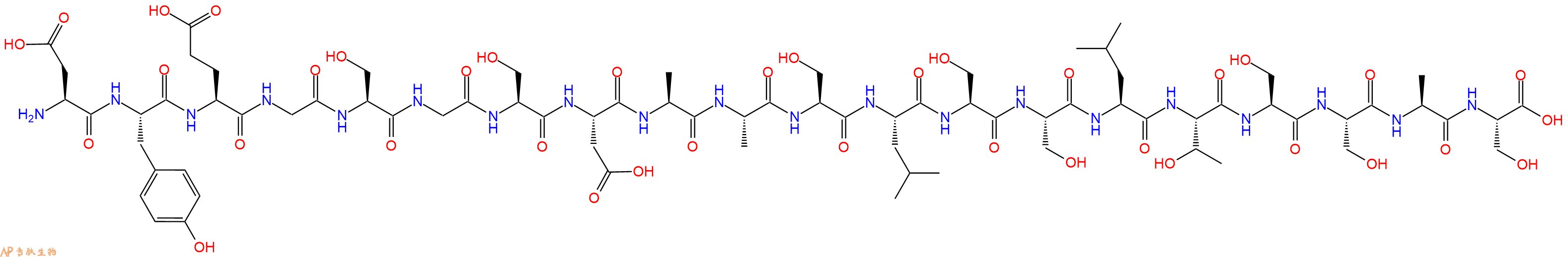 专肽生物产品H2N-Asp-Tyr-Glu-Gly-Ser-Gly-Ser-Asp-Ala-Ala-Ser-Leu-Ser-Ser-Leu-Thr-Ser-Ser-Ala-Ser-OH