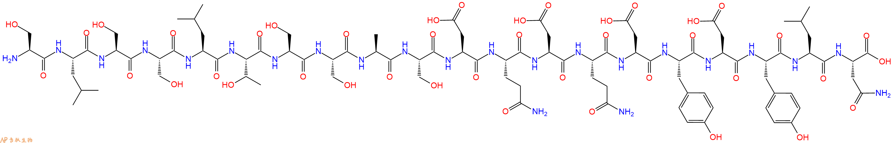 专肽生物产品H2N-Ser-Leu-Ser-Ser-Leu-Thr-Ser-Ser-Ala-Ser-Asp-Gln-Asp-Gln-Asp-Tyr-Asp-Tyr-Leu-Asn-OH