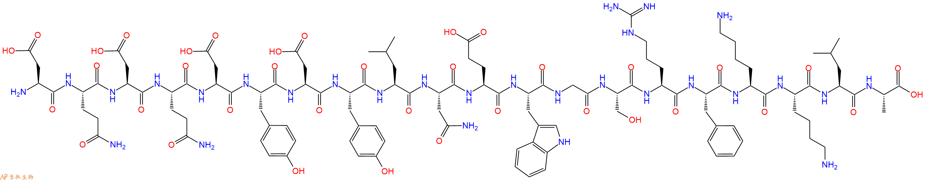专肽生物产品H2N-Asp-Gln-Asp-Gln-Asp-Tyr-Asp-Tyr-Leu-Asn-Glu-Trp-Gly-Ser-Arg-Phe-Lys-Lys-Leu-Ala-OH
