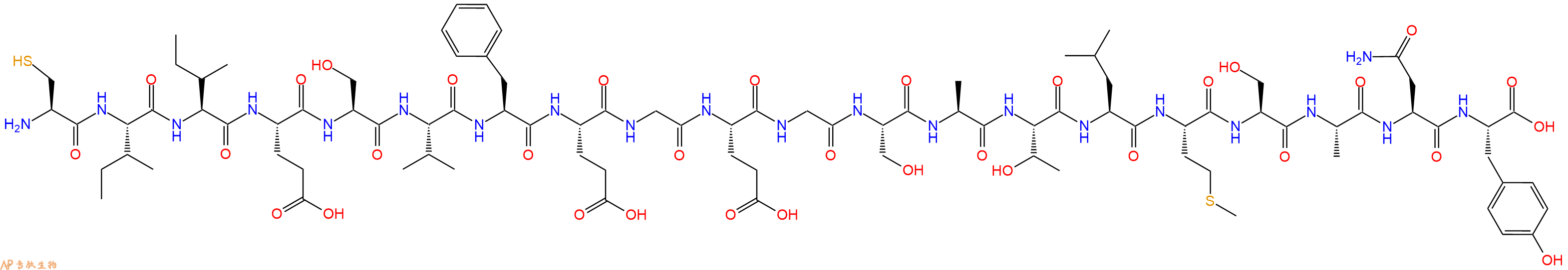 专肽生物产品H2N-Cys-Ile-Ile-Glu-Ser-Val-Phe-Glu-Gly-Glu-Gly-Ser-Ala-Thr-Leu-Met-Ser-Ala-Asn-Tyr-OH