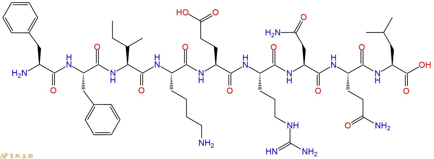 专肽生物产品H2N-Phe-Phe-Ile-Lys-Glu-Arg-Asn-Gln-Leu-OH