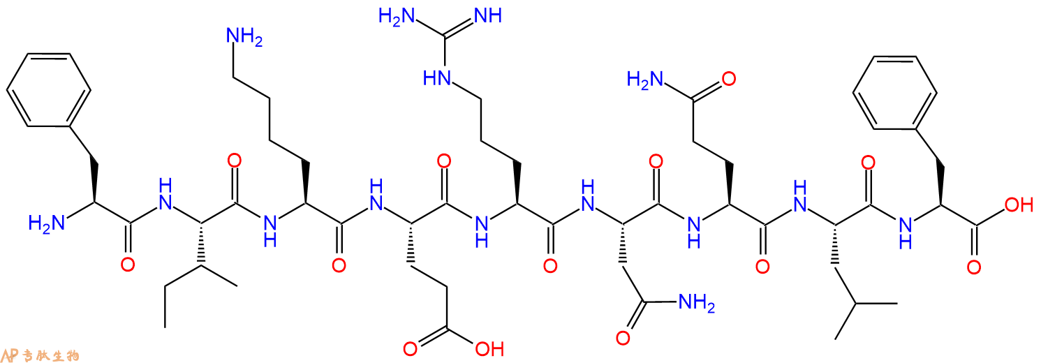 专肽生物产品H2N-Phe-Ile-Lys-Glu-Arg-Asn-Gln-Leu-Phe-OH