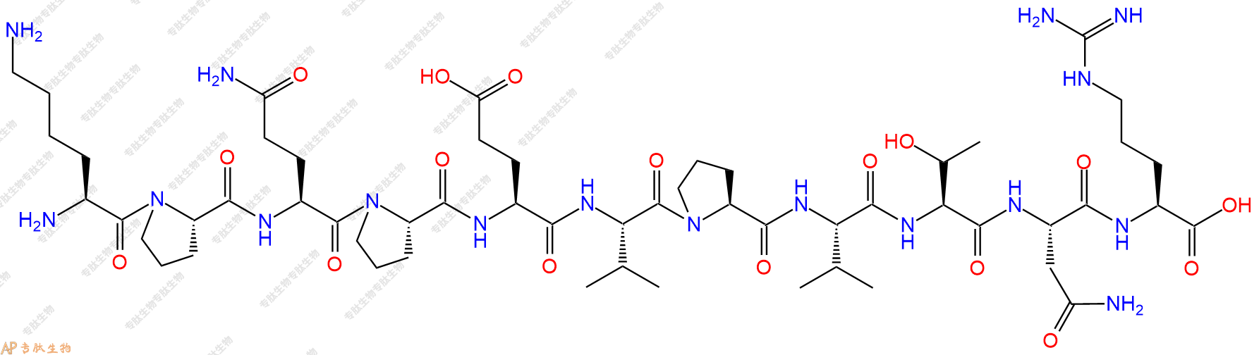 专肽生物产品H2N-Lys-Pro-Gln-Pro-Glu-Val-Pro-Val-Thr-Asn-Arg-OH
