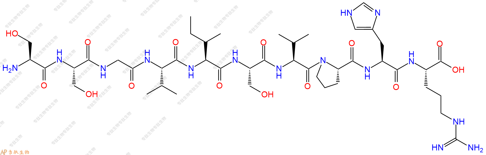 专肽生物产品H2N-Ser-Ser-Gly-Val-Ile-Ser-Val-Pro-His-Arg-OH