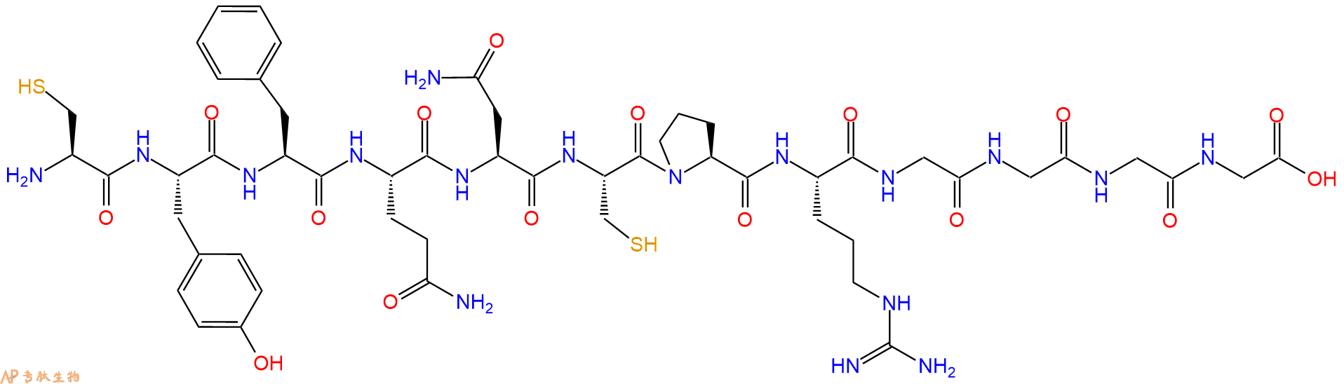 专肽生物产品H2N-Cys-Tyr-Phe-Gln-Asn-Cys-Pro-Arg-Gly-Gly-Gly-Gly-OH