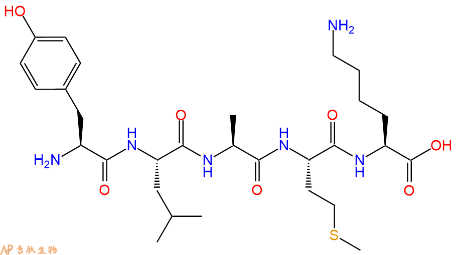 专肽生物产品H2N-Tyr-Leu-Ala-Met-Lys-OH