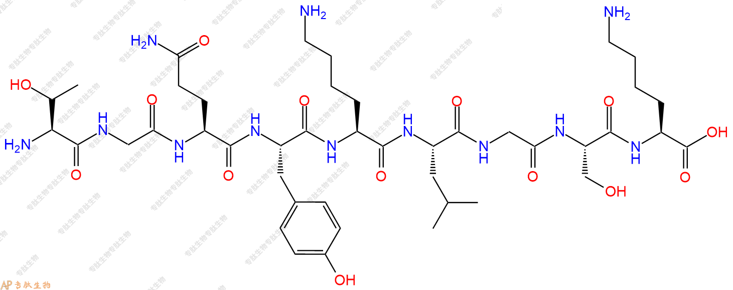专肽生物产品H2N-Thr-Gly-Gln-Tyr-Lys-Leu-Gly-Ser-Lys-OH