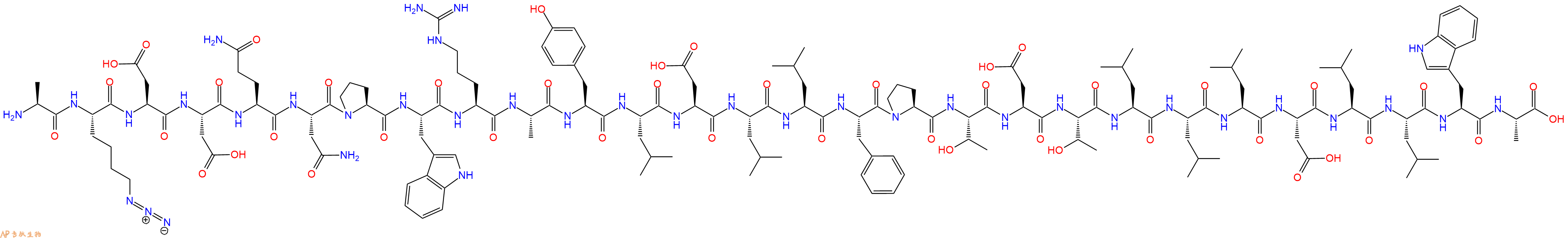 专肽生物产品H2N-Ala-Lys(N3)-Asp-Asp-Gln-Asn-Pro-Trp-Arg-Ala-Tyr-Leu-Asp-Leu-Leu-Phe-Pro-Thr-Asp-Thr-Leu-Leu-Leu-Asp-Leu-Leu-Trp-Ala-OH