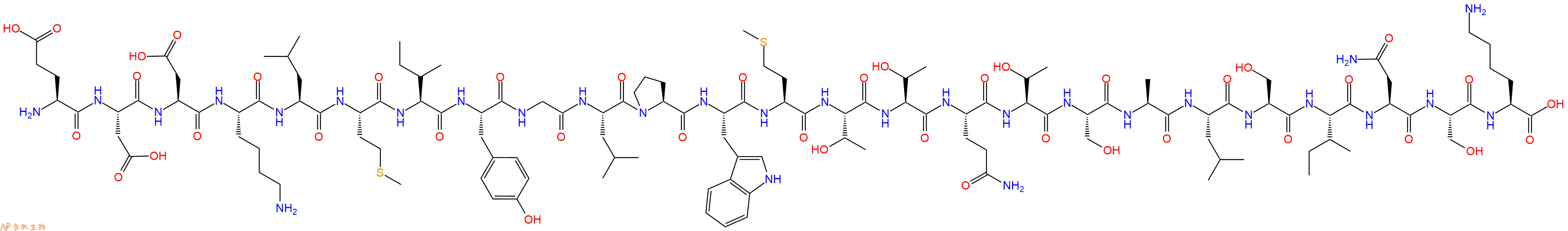 专肽生物产品H2N-Glu-Asp-Asp-Lys-Leu-Met-Ile-Tyr-Gly-Leu-Pro-Trp-Met-Thr-Thr-Gln-Thr-Ser-Ala-Leu-Ser-Ile-Asn-Ser-Lys-OH