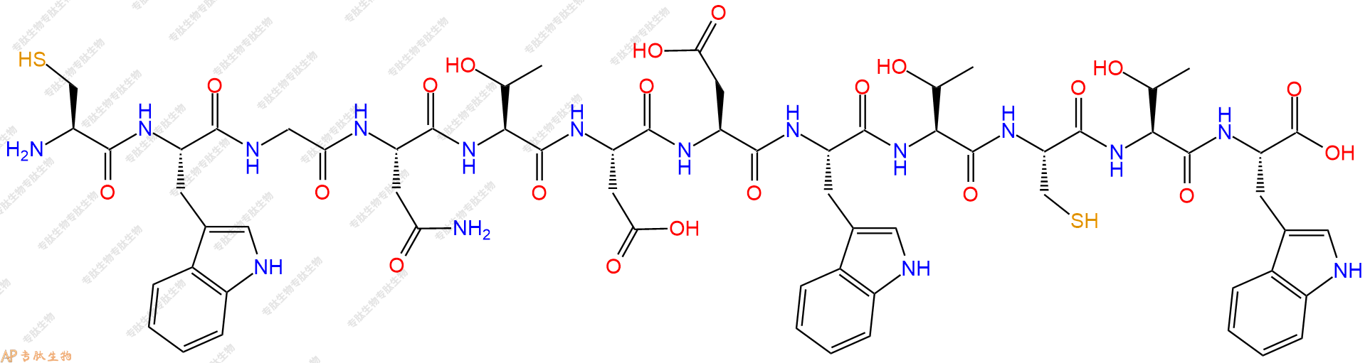 专肽生物产品H2N-Cys-Trp-Gly-Asn-Thr-Asp-Asp-Trp-Thr-Cys-Thr-Trp-OH