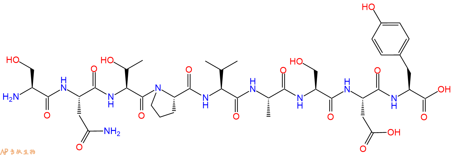 专肽生物产品H2N-Ser-Asn-Thr-Pro-Val-Ala-Ser-Asp-Tyr-OH