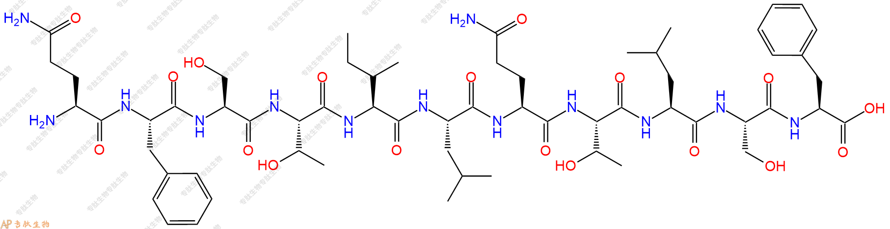 专肽生物产品H2N-Gln-Phe-Ser-Thr-Ile-Leu-Gln-Thr-Leu-Ser-Phe-OH