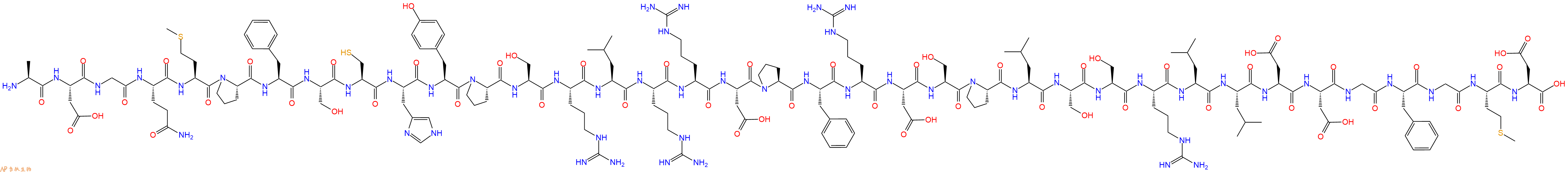 专肽生物产品H2N-Ala-Asp-Gly-Gln-Met-Pro-Phe-Ser-Cys-His-Tyr-Pro-Ser-Arg-Leu-Arg-Arg-Asp-Pro-Phe-Arg-Asp-Ser-Pro-Leu-Ser-Ser-Arg-Leu-Leu-Asp-Asp-Gly-Phe-Gly-Met-Asp-OH