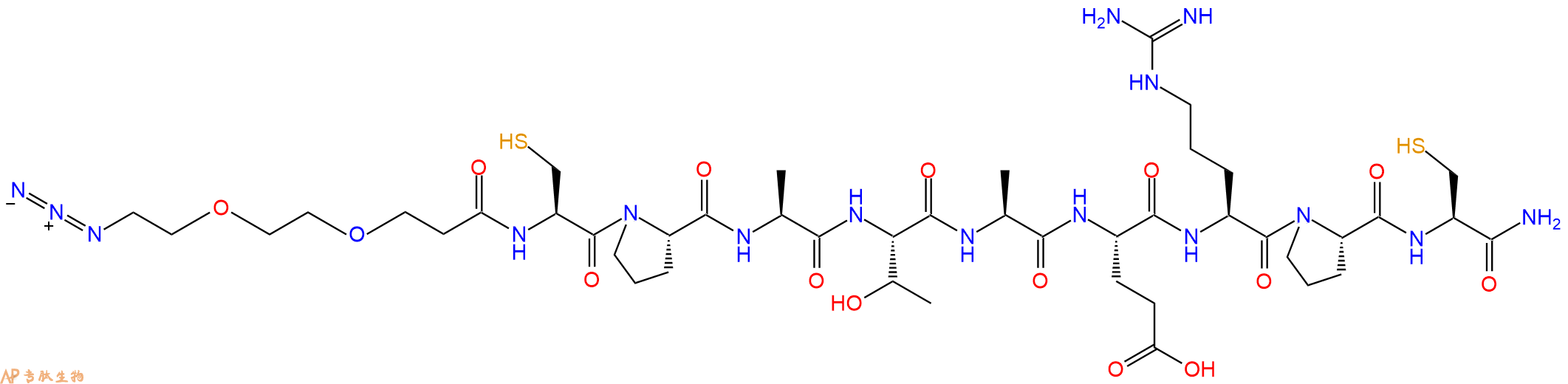 专肽生物产品Azido-PEG2-CH2CH2CO-Cys-Pro-Ala-Thr-Ala-Glu-Arg-Pro-Cys-NH2