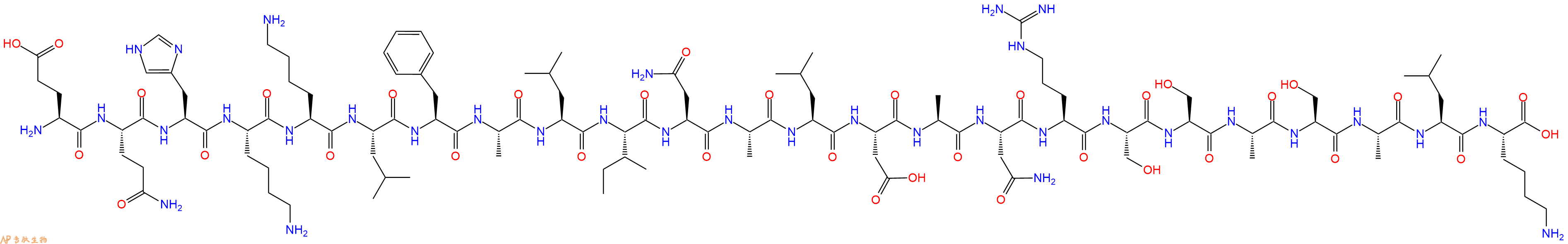 专肽生物产品H2N-Glu-Gln-His-Lys-Lys-Leu-Phe-Ala-Leu-Ile-Asn-Ala-Leu-Asp-Ala-Asn-Arg-Ser-Ser-Ala-Ser-Ala-Leu-Lys-OH