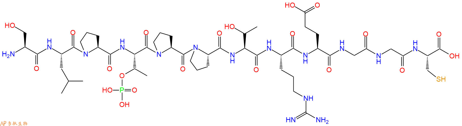 专肽生物产品H2N-Ser-Leu-Pro-pThr-Pro-Pro-Thr-Arg-Glu-Gly-Gly-Cys-OH