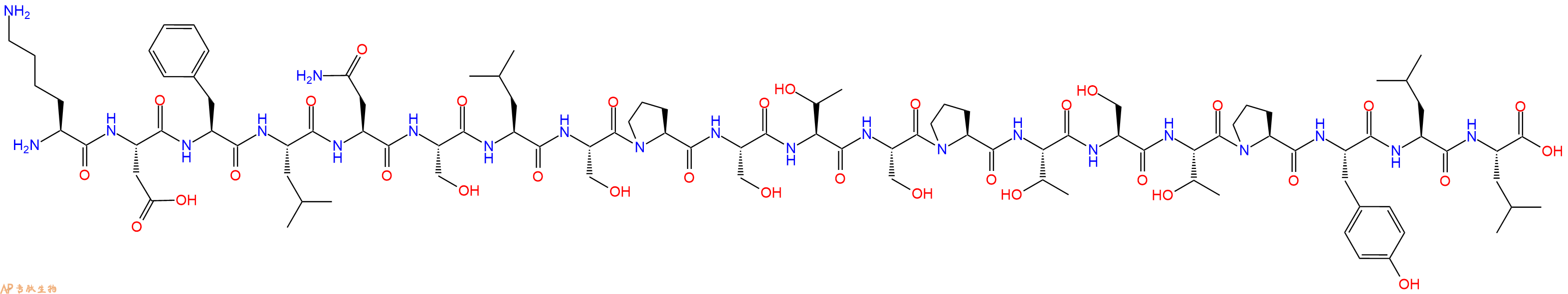 专肽生物产品H2N-Lys-Asp-Phe-Leu-Asn-Ser-Leu-Ser-Pro-Ser-Thr-Ser-Pro-Thr-Ser-Thr-Pro-Tyr-Leu-Leu-OH