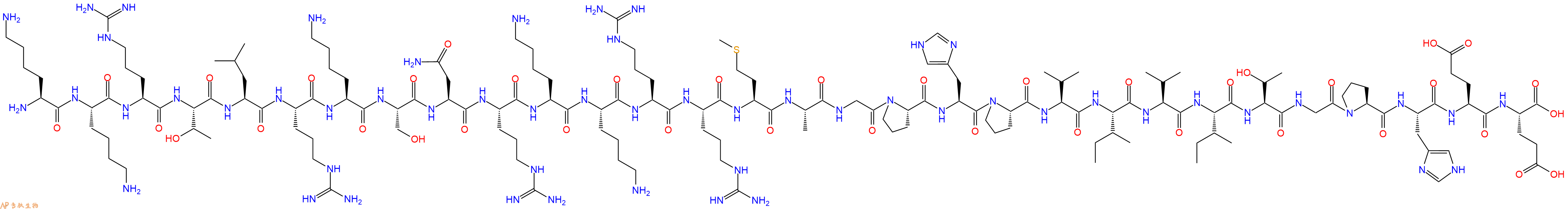 专肽生物产品H2N-Lys-Lys-Arg-Thr-Leu-Arg-Lys-Ser-Asn-Arg-Lys-Lys-Arg-Arg-Met-Ala-Gly-Pro-His-Pro-Val-Ile-Val-Ile-Thr-Gly-Pro-His-Glu-Glu-OH