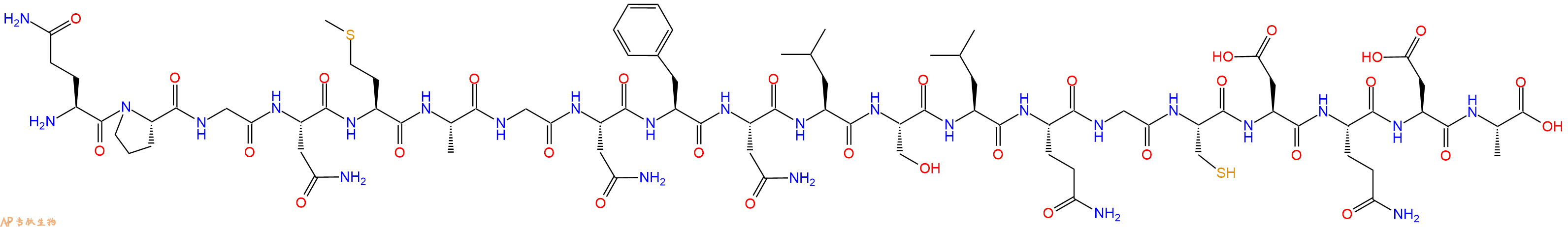 专肽生物产品H2N-Gln-Pro-Gly-Asn-Met-Ala-Gly-Asn-Phe-Asn-Leu-Ser-Leu-Gln-Gly-Cys-Asp-Gln-Asp-Ala-OH