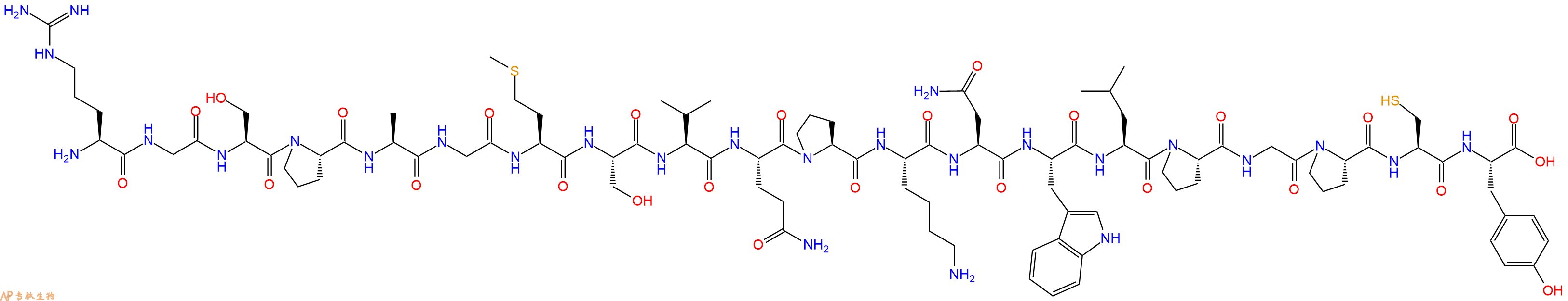 专肽生物产品H2N-Arg-Gly-Ser-Pro-Ala-Gly-Met-Ser-Val-Gln-Pro-Lys-Asn-Trp-Leu-Pro-Gly-Pro-Cys-Tyr-OH