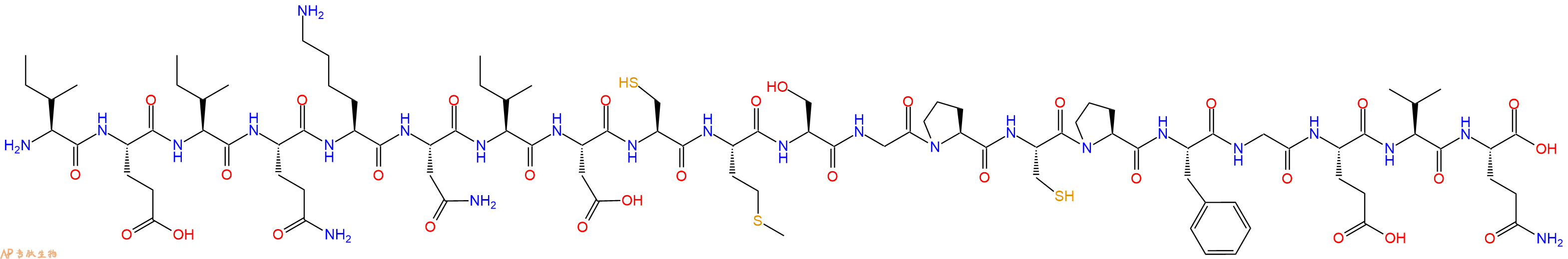 专肽生物产品H2N-Ile-Glu-Ile-Gln-Lys-Asn-Ile-Asp-Cys-Met-Ser-Gly-Pro-Cys-Pro-Phe-Gly-Glu-Val-Gln-OH