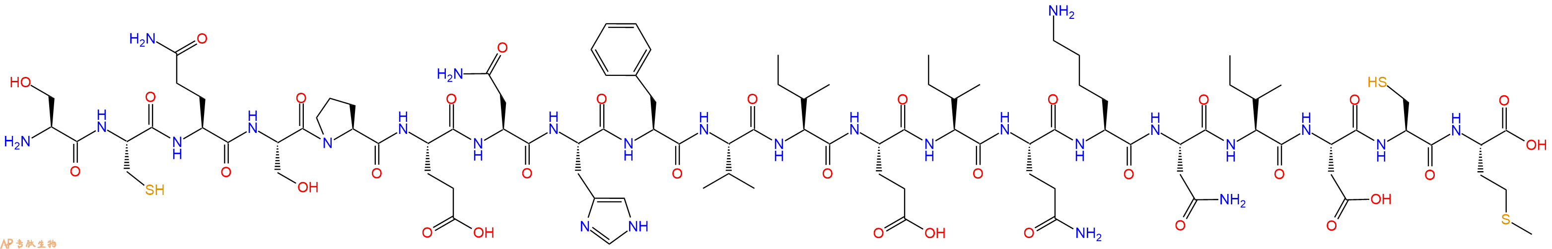 专肽生物产品H2N-Ser-Cys-Gln-Ser-Pro-Glu-Asn-His-Phe-Val-Ile-Glu-Ile-Gln-Lys-Asn-Ile-Asp-Cys-Met-OH