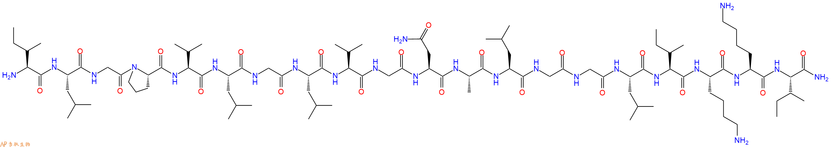 专肽生物产品H2N-Ile-Leu-Gly-Pro-Val-Leu-Gly-Leu-Val-Gly-Asn-Ala-Leu-Gly-Gly-Leu-Ile-Lys-Lys-Ile-NH2