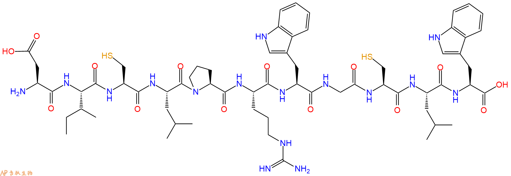 专肽生物产品H2N-Asp-Ile-Cys-Leu-Pro-Arg-Trp-Gly-Cys-Leu-Trp-OH