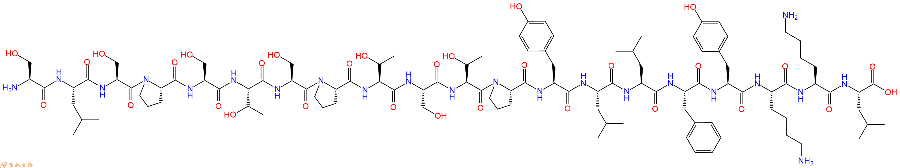 专肽生物产品H2N-Ser-Leu-Ser-Pro-Ser-Thr-Ser-Pro-Thr-Ser-Thr-Pro-Tyr-Leu-Leu-Phe-Tyr-Lys-Lys-Leu-OH