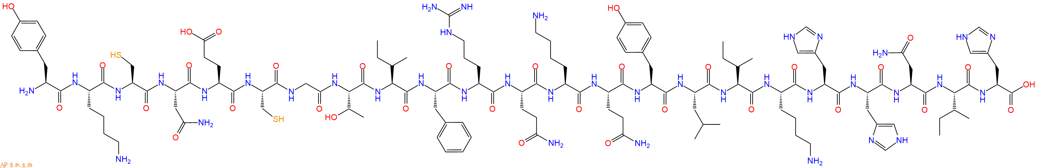 专肽生物产品H2N-Tyr-Lys-Cys-Asn-Glu-Cys-Gly-Thr-Ile-Phe-Arg-Gln-Lys-Gln-Tyr-Leu-Ile-Lys-His-His-Asn-Ile-His-OH