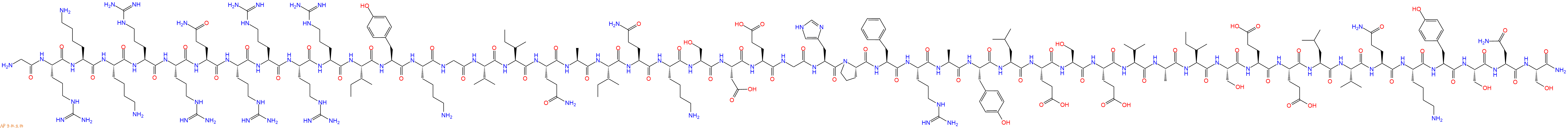 专肽生物产品H2N-Gly-Arg-Lys-Lys-Arg-Arg-Gln-Arg-Arg-Arg-Arg-Ile-Tyr-Lys-Gly-Val-Ile-Gln-Ala-Ile-Gln-Lys-Ser-Asp-Glu-Gly-His-Pro-Phe-Arg-Ala-Tyr-Leu-Glu-Ser-Glu-Val-Ala-Ile-Ser-Glu-Glu-Leu-Val-Gln-Lys-Tyr-Ser-Asn-Ser-NH2