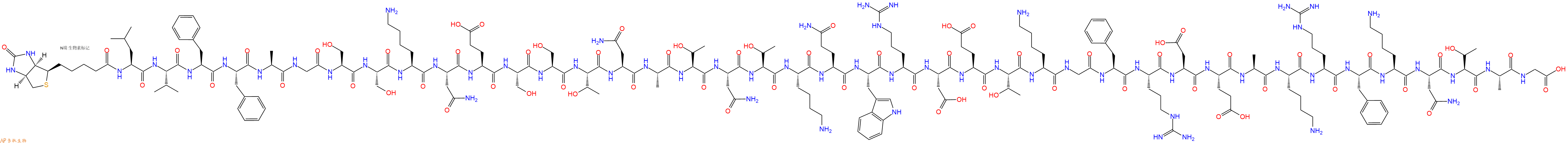 专肽生物产品Biotinyl-Leu-Val-Phe-Phe-Ala-Gly-Ser-Ser-Lys-Asn-Glu-Ser-Ser-Thr-Asn-Ala-Thr-Asn-Thr-Lys-Gln-Trp-Arg-Asp-Glu-Thr-Lys-Gly-Phe-Arg-Asp-Glu-Ala-Lys-Arg-Phe-Lys-Asn-Thr-Ala-Gly-OH
