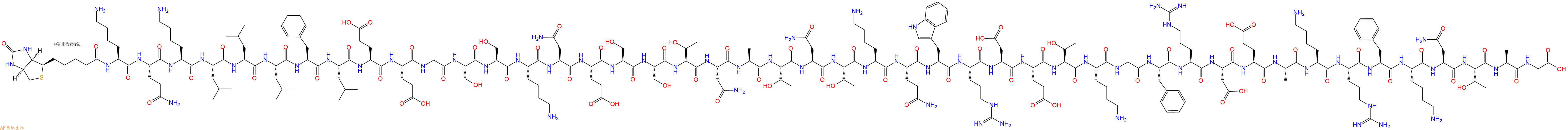 专肽生物产品Biotinyl-Lys-Gln-Lys-Leu-Leu-Leu-Phe-Leu-Glu-Glu-Gly-Ser-Ser-Lys-Asn-Glu-Ser-Ser-Thr-Asn-Ala-Thr-Asn-Thr-Lys-Gln-Trp-Arg-Asp-Glu-Thr-Lys-Gly-Phe-Arg-Asp-Glu-Ala-Lys-Arg-Phe-Lys-Asn-Thr-Ala-Gly-OH