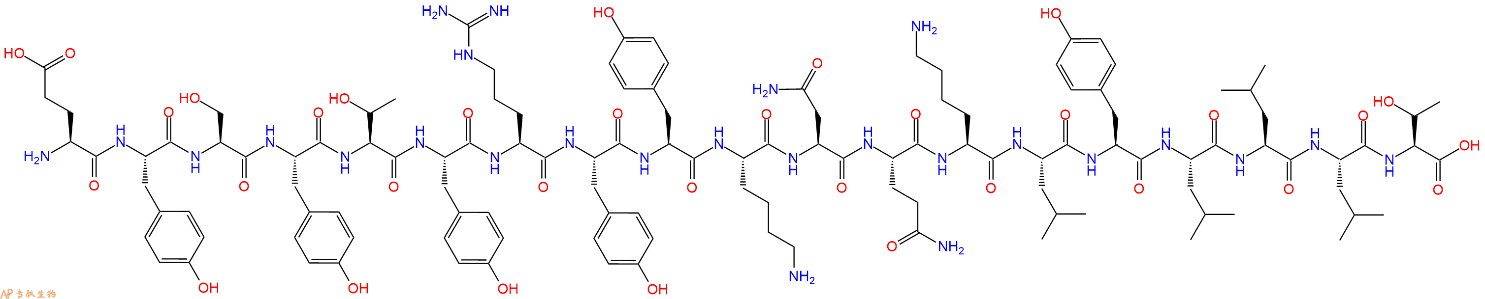 专肽生物产品H2N-Glu-Tyr-Ser-Tyr-Thr-Tyr-Arg-Tyr-Tyr-Lys-Asn-Gln-Lys-Leu-Tyr-Leu-Leu-Leu-Thr-OH
