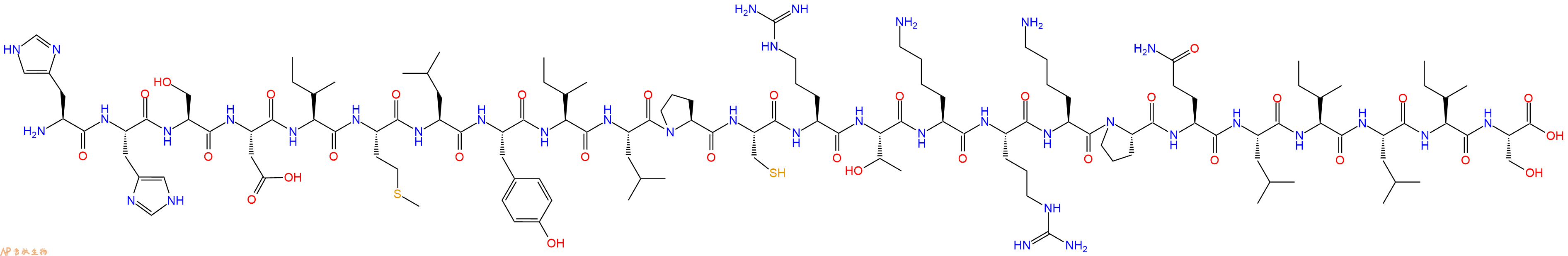 专肽生物产品H2N-His-His-Ser-Asp-Ile-Met-Leu-Tyr-Ile-Leu-Pro-Cys-Arg-Thr-Lys-Arg-Lys-Pro-Gln-Leu-Ile-Leu-Ile-Ser-OH