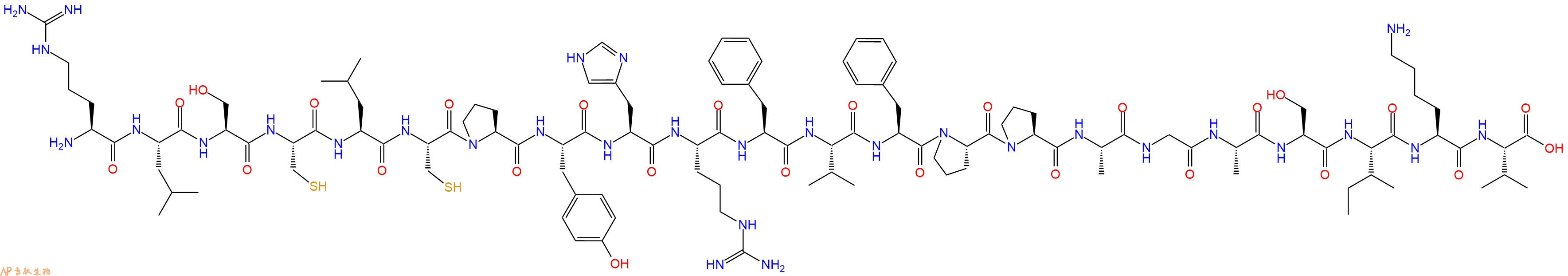 专肽生物产品H2N-Arg-Leu-Ser-Cys-Leu-Cys-Pro-Tyr-His-Arg-Phe-Val-Phe-Pro-Pro-Ala-Gly-Ala-Ser-Ile-Lys-Val-OH