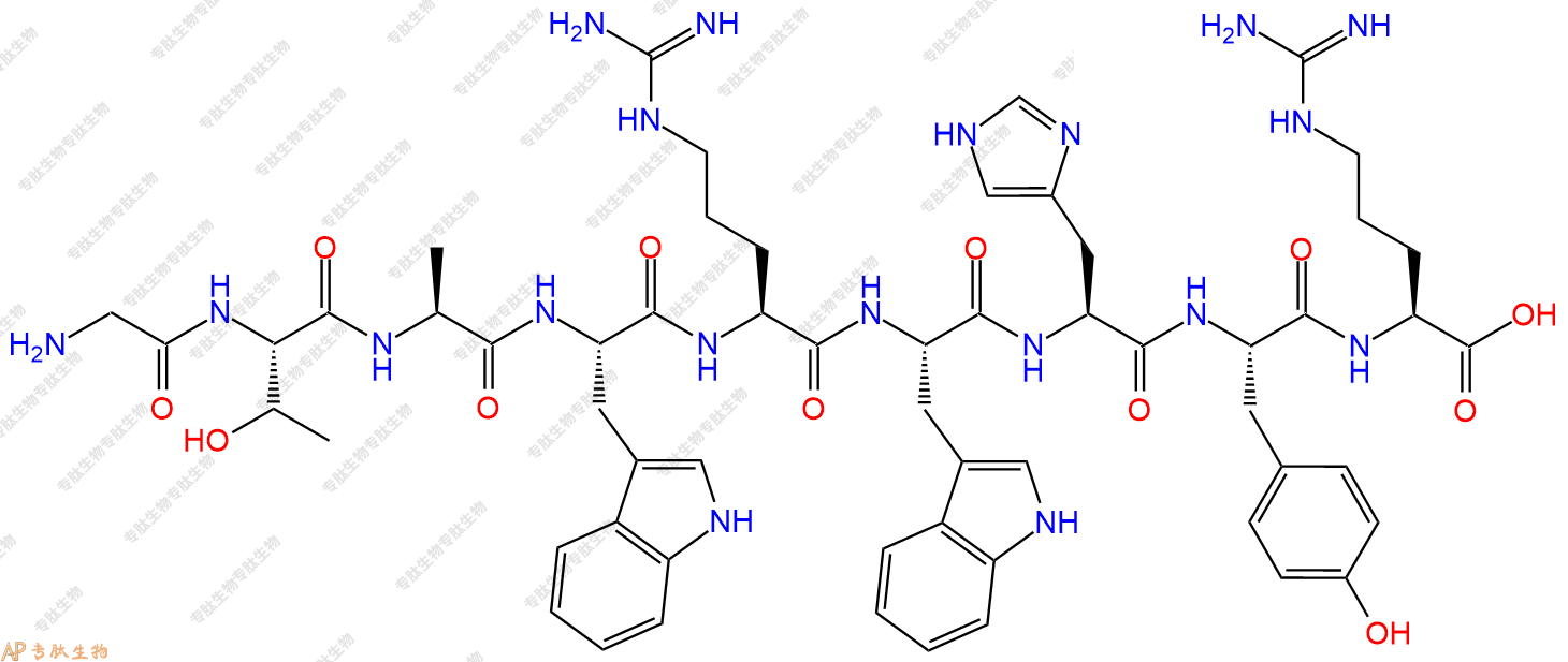 专肽生物产品H2N-Gly-Thr-Ala-Trp-Arg-Trp-His-Tyr-Arg-OH