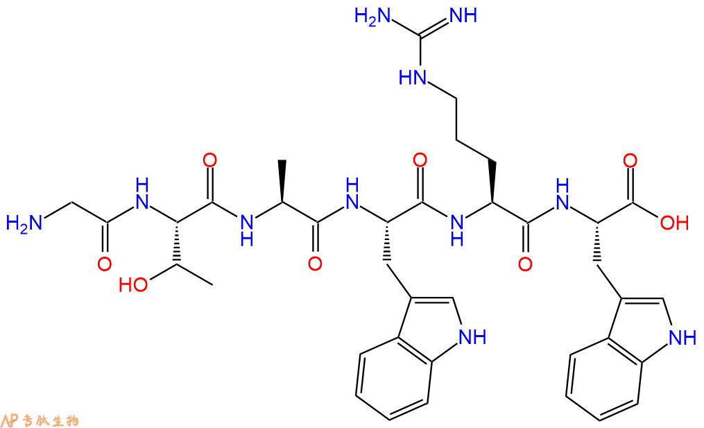 专肽生物产品H2N-Gly-Thr-Ala-Trp-Arg-Trp-OH