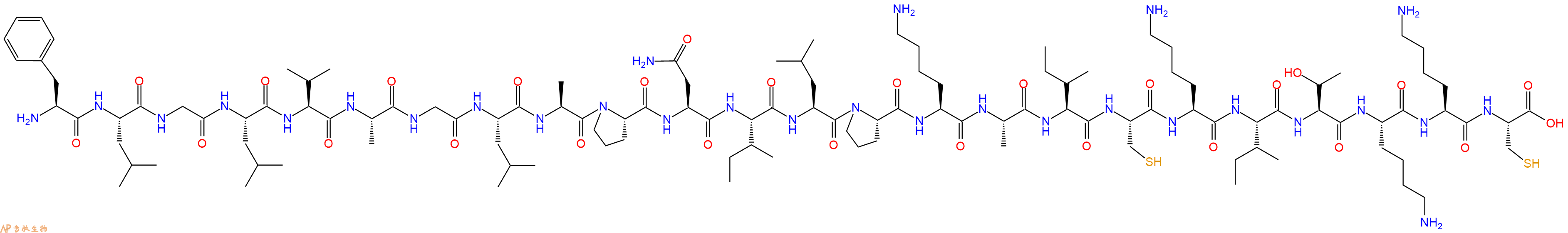 专肽生物产品H2N-Phe-Leu-Gly-Leu-Val-Ala-Gly-Leu-Ala-Pro-Asn-Ile-Leu-Pro-Lys-Ala-Ile-Cys-Lys-Ile-Thr-Lys-Lys-Cys-OH