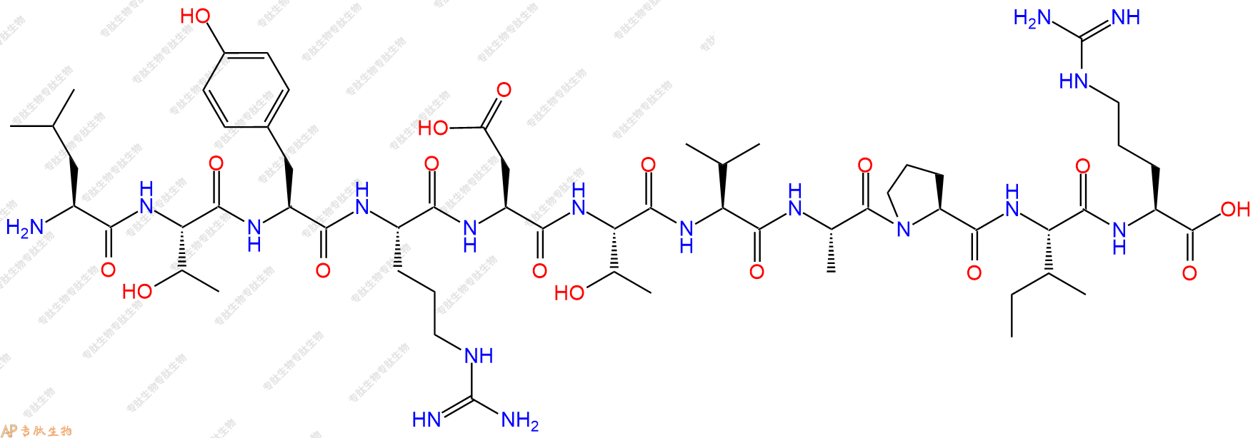 专肽生物产品H2N-Leu-Thr-Tyr-Arg-Asp-Thr-Val-Ala-Pro-Ile-Arg-OH