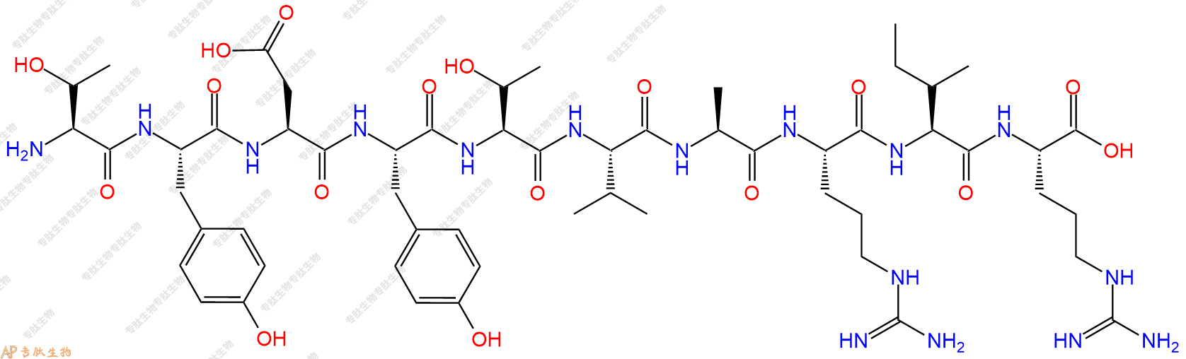 专肽生物产品H2N-Thr-Tyr-Asp-Tyr-Thr-Val-Ala-Arg-Ile-Arg-OH